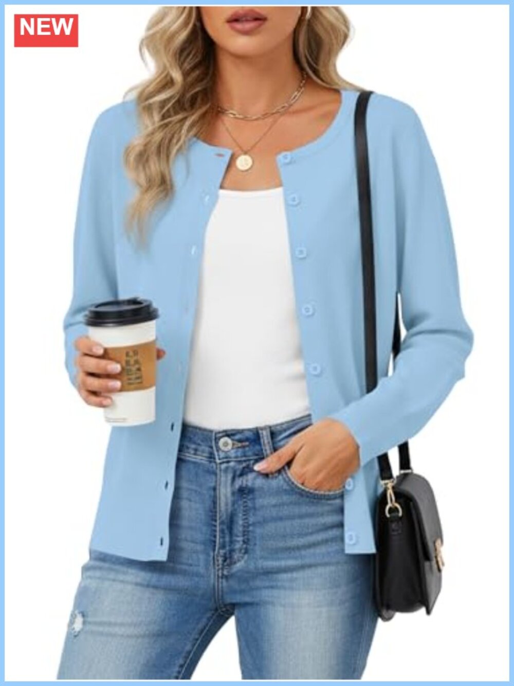 Women's Lightweight Long Sleeve Button Front Cardigan Sweater